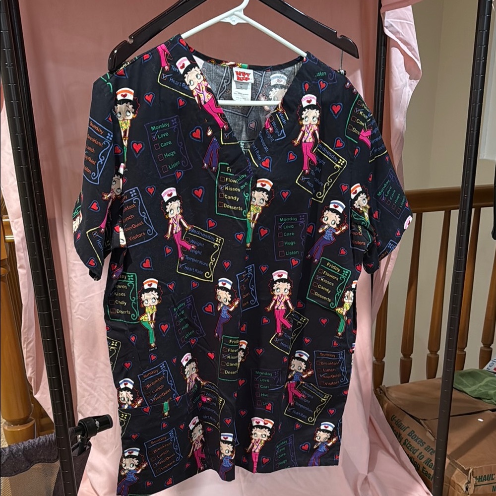 2005 King Features Betty Boop Nurses Scrub Top
